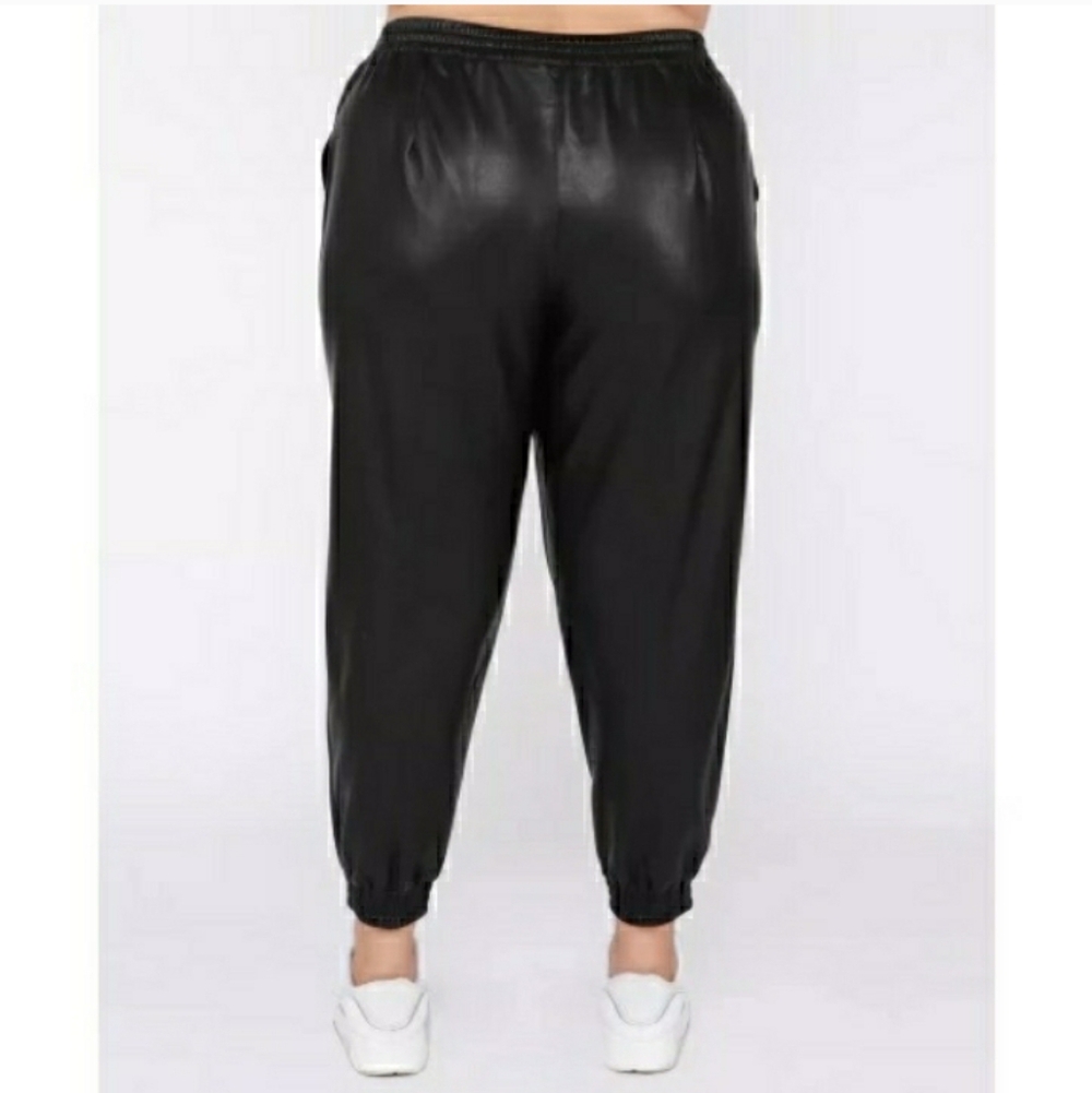 Dex Women's Black FAUX LEATHER Jogger Pants NWT SIZE 3XL - Picture 3 of 7